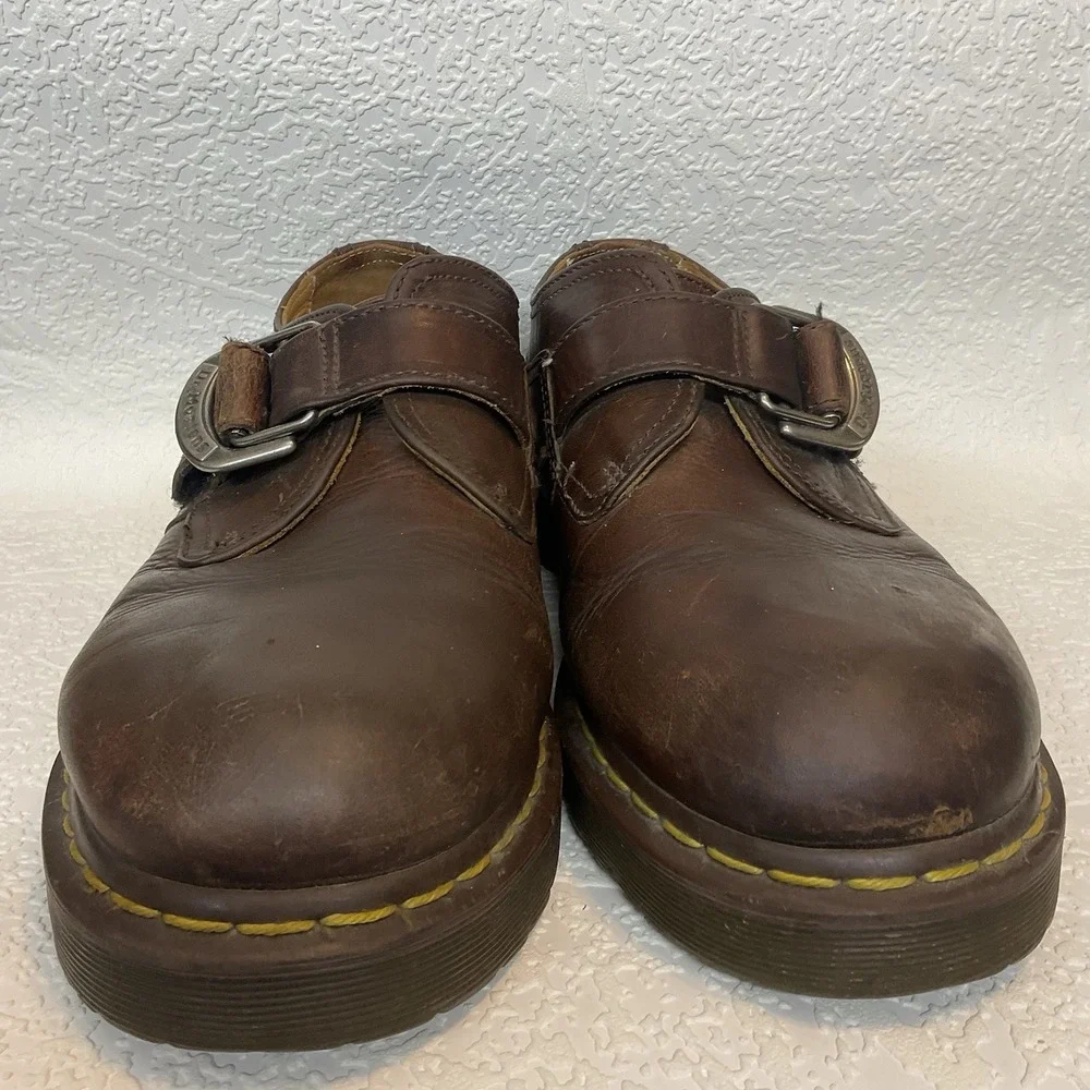 Vintage Dr Martens 8314 Brown Leather Monk Strap Chunky Shoes UK 10/ US Men's 11